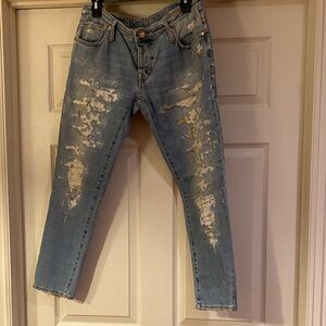 (+) People Distressed Blue Jeans Sz 29.
